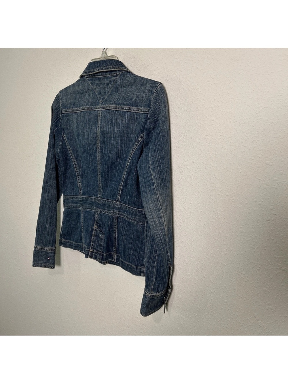 Tommy Hilfiger Women's XS Jacket Blue Denim Fitted Buttons Pockets Logo Stitched - Picture 10 of 13
